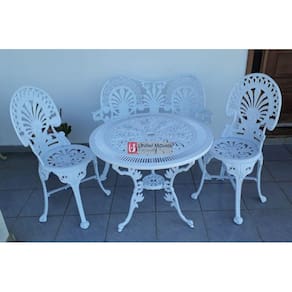 Conjunto de Mesa Para Jardim Palmeira com Namoradeira e Mesa Alta em Alumínio Fundido