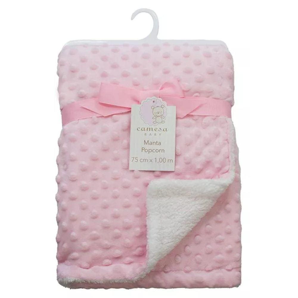 Manta Cobertor Popcorn Camesa Rosa