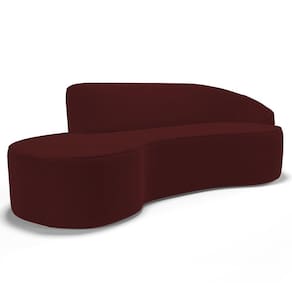 Sofá Living 3 Lugares 260cm Braço Direito Mozart D06 Veludo Vermelho - Mpozenato