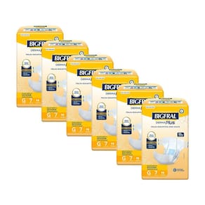 Kit 6 Fraldas Geriátricas Bigfral Derma Plus G com 7un cada
