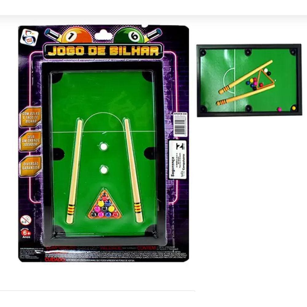 Jogo De Sinuca Infantil Tacos C/pontas Emburrachadas Braskit