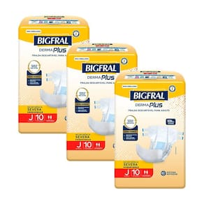 Kit 3 Fraldas Geriátricas Bigfral Derma Plus Juvenil com 10un cada