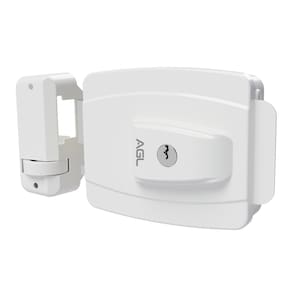Fechadura mini AGL 42mm chave simples 12v interna branca