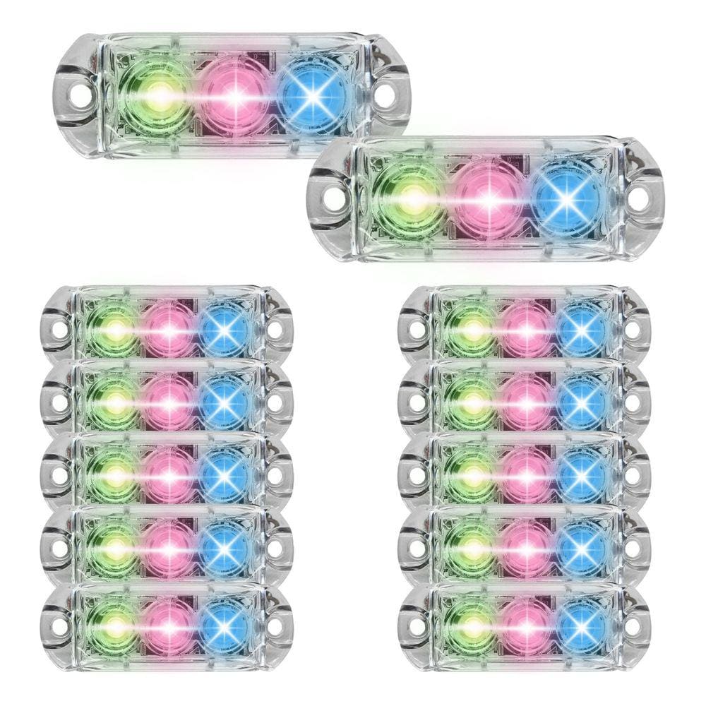 Kit 12 Farol RGB AJK 3 Leds 6W