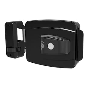 Fechadura mini AGL 42mm tetra 12v abert exter c/ botão preta