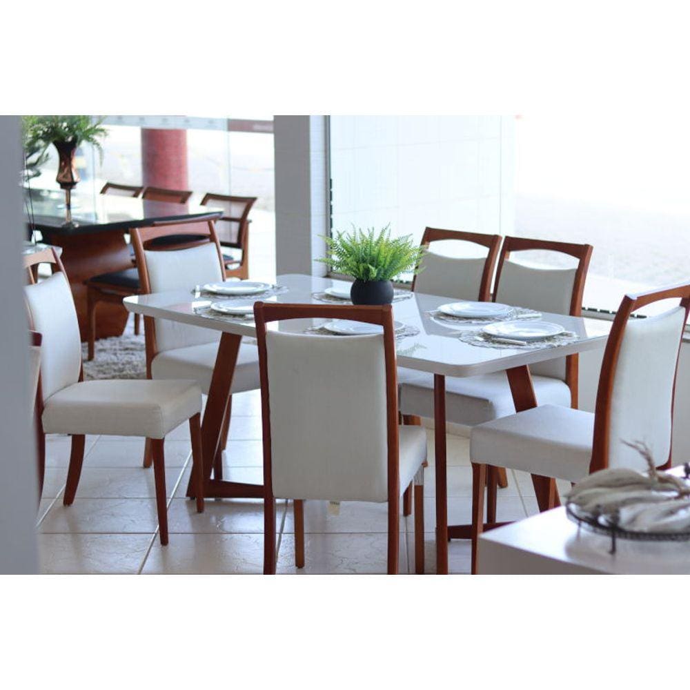 Sala de Jantar Madeira Maciça com 6 Cadeiras 1,80x0,90m - Lívia - Espresso Móveis