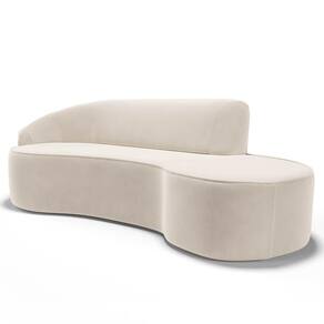 Sofá Living 3 Lugares 260cm Braço Esquerdo Mozart D06 Veludo Bege - Mpozenato