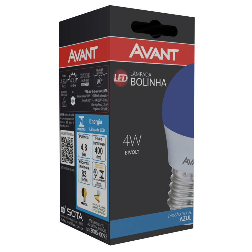 Lâmpada Led Bolinha 4W Azul