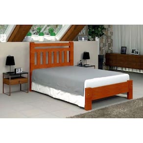 Cama de Casal Bari de Madeira Maciça Angelim Pedra/Tauari