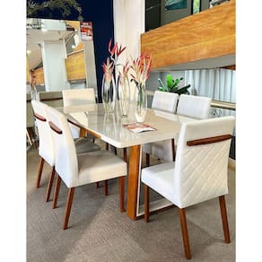Sala de Jantar Madeira Maciça com 6 cadeiras 2,0x1,0m - Real/Luxury - Requinte Salas