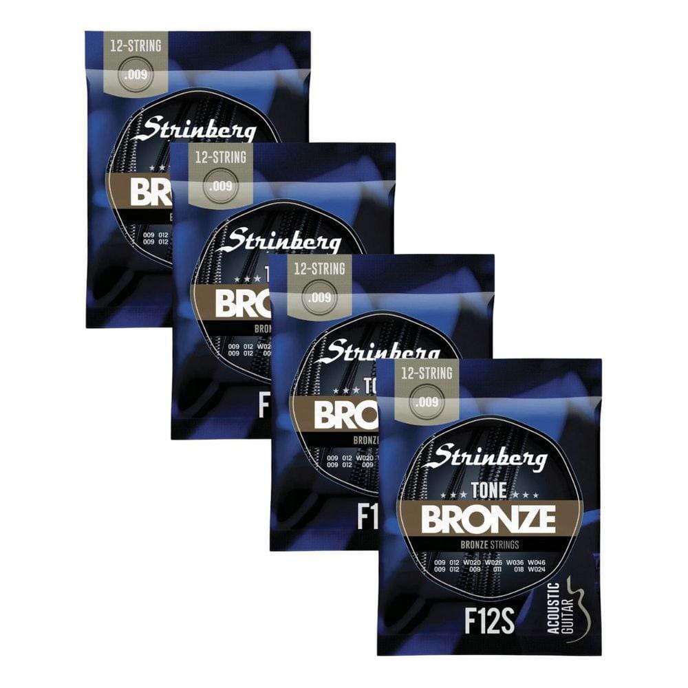 Kit 4 Encordoamento Strinberg Para Violão F12S - 12 Cordas
