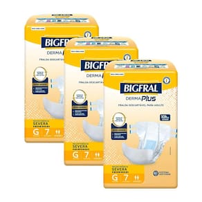 Kit 3 Fraldas Geriátricas Bigfral Derma Plus G com 7un cada