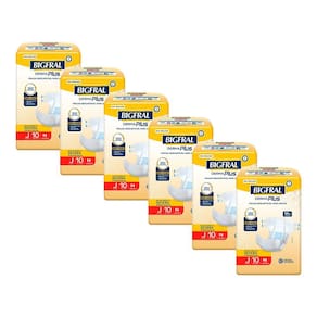 Kit 6 Fraldas Geriátricas Bigfral Derma Plus Juvenil com 10un cada