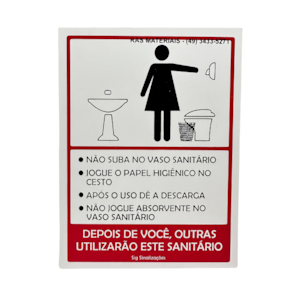 Placa Orientação Banheiro Feminino