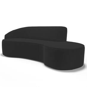 Sofá Living 3 Lugares 210cm Braço Esquerdo Mozart D06 Veludo Preto - Mpozenato