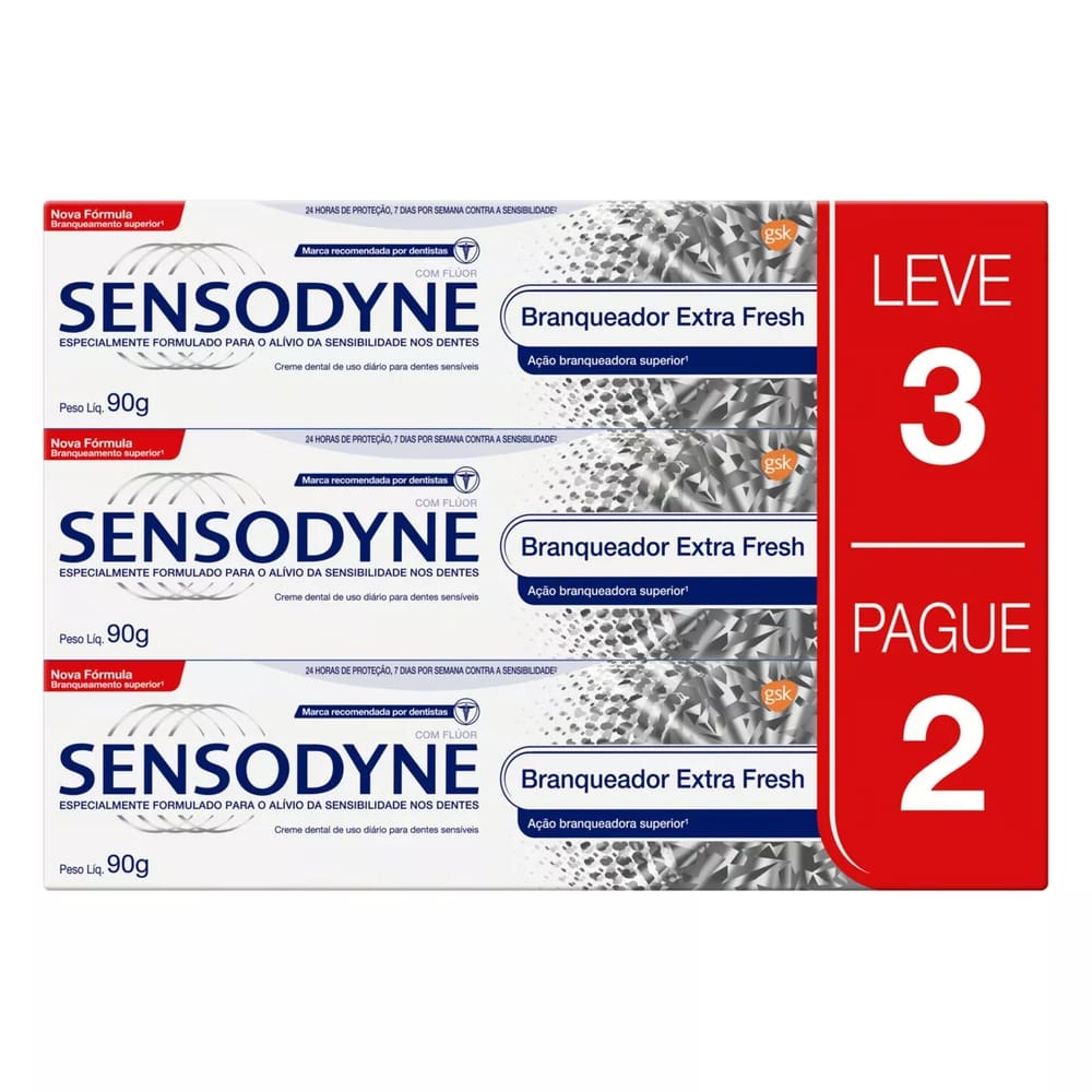 Pasta De Dentes Sensodyne Extra Fresh Em Creme Pacote X 3 270 G