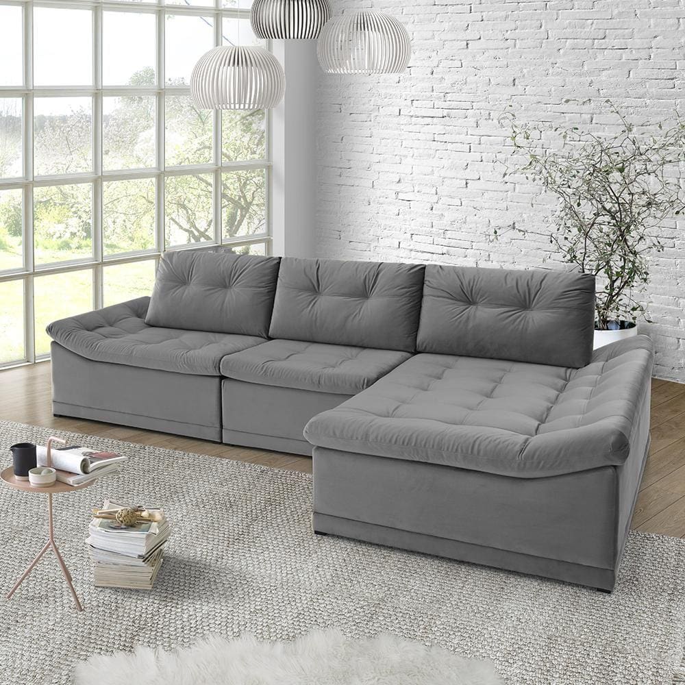 Sofá Milos 4 Lugares e Chaise Estofama
