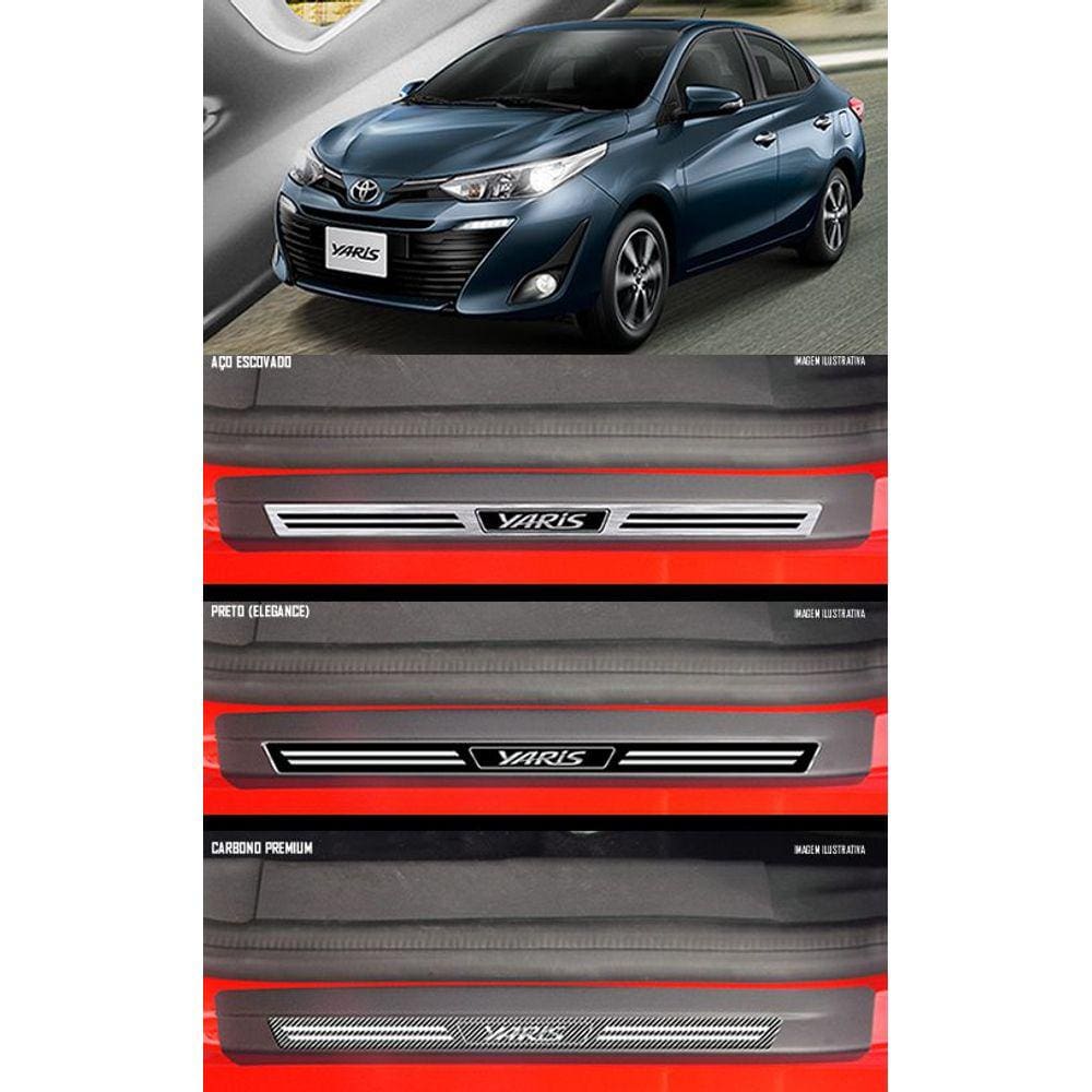Jogo Soleira Premium Elegance Toyota Yaris 2018 - 4 Portas ( Vinil + Resinada 8 Peças )