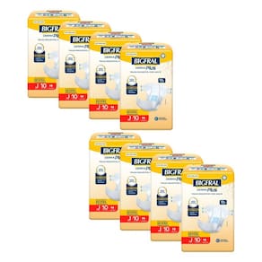 Kit 8 Fraldas Geriátricas Bigfral Derma Plus Juvenil com 10un cada