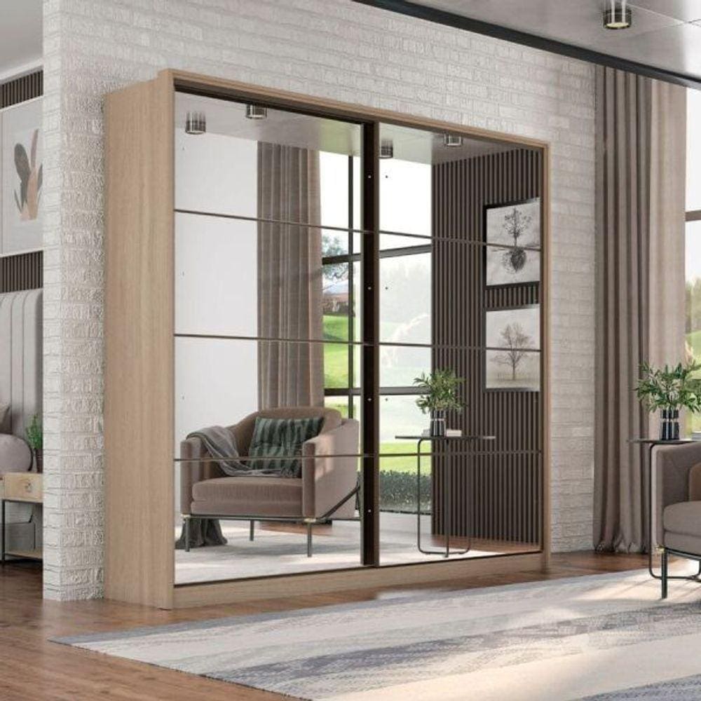 Guarda Roupa Casal Belga 2 Portas C/ 2 Portas Em Espelho Avena - Demartez