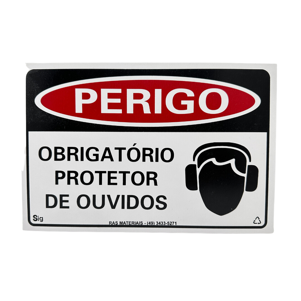 Placa Perigo Obrigatório Protetor de Ouvidos
