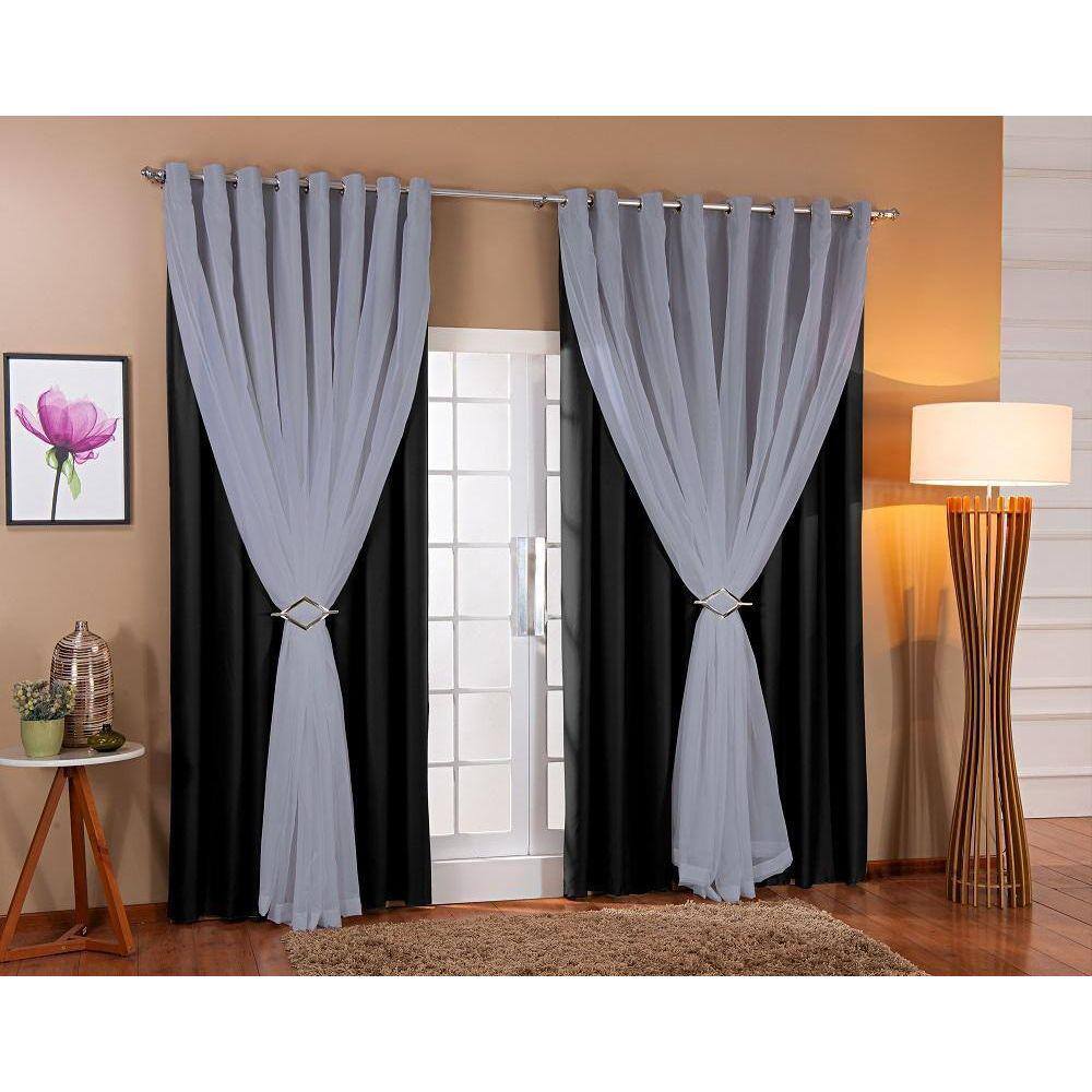 Cortina Voil Forro Blackout Tecido 3,00X2,80 Sala E Quarto