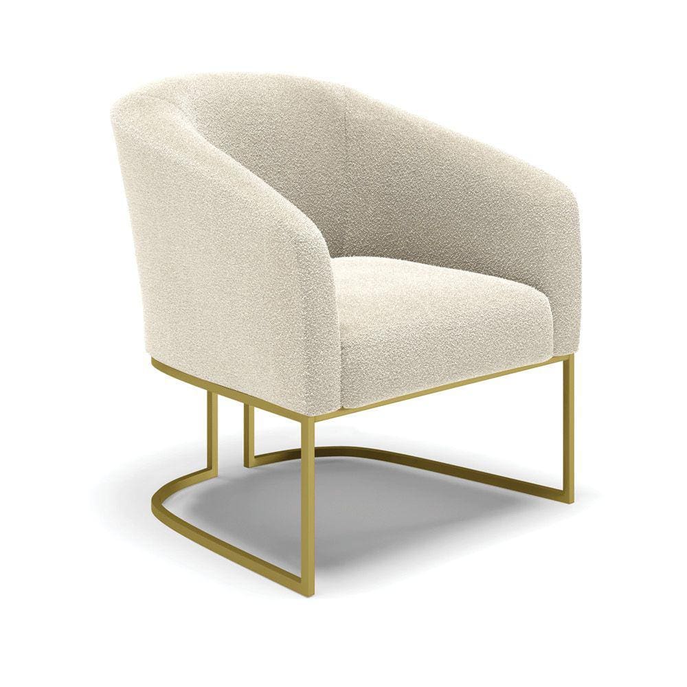 Poltrona Stella Bouclê Base Metálica Industrial Dourado - D`Rossi