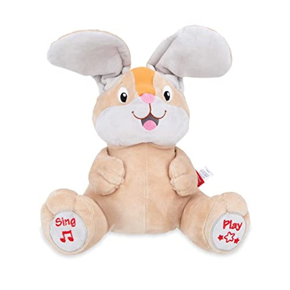 Nuby Peek a Boo Friends Brinquedo de pelúcia animado com música e jogo interativo, coelho
