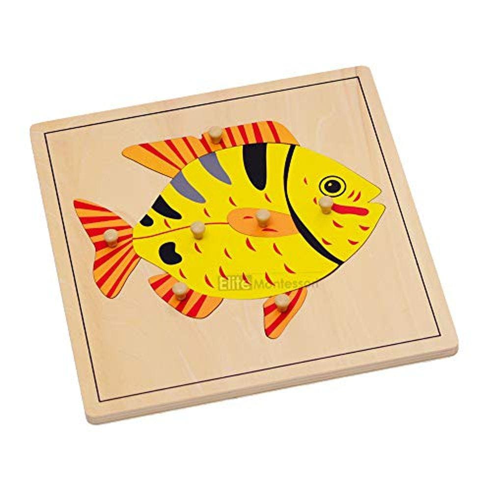 Material de aprendizagem pré-escolar de elite montessori fish puzzle