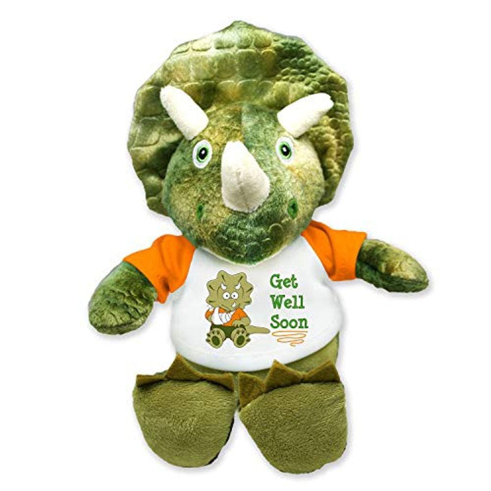 Cabana Flutter Ficar Bem Logo Triceratops Pelúcia Dinossauro Mensagem T-Shirt Mangas Laranja 8 Polegadas
