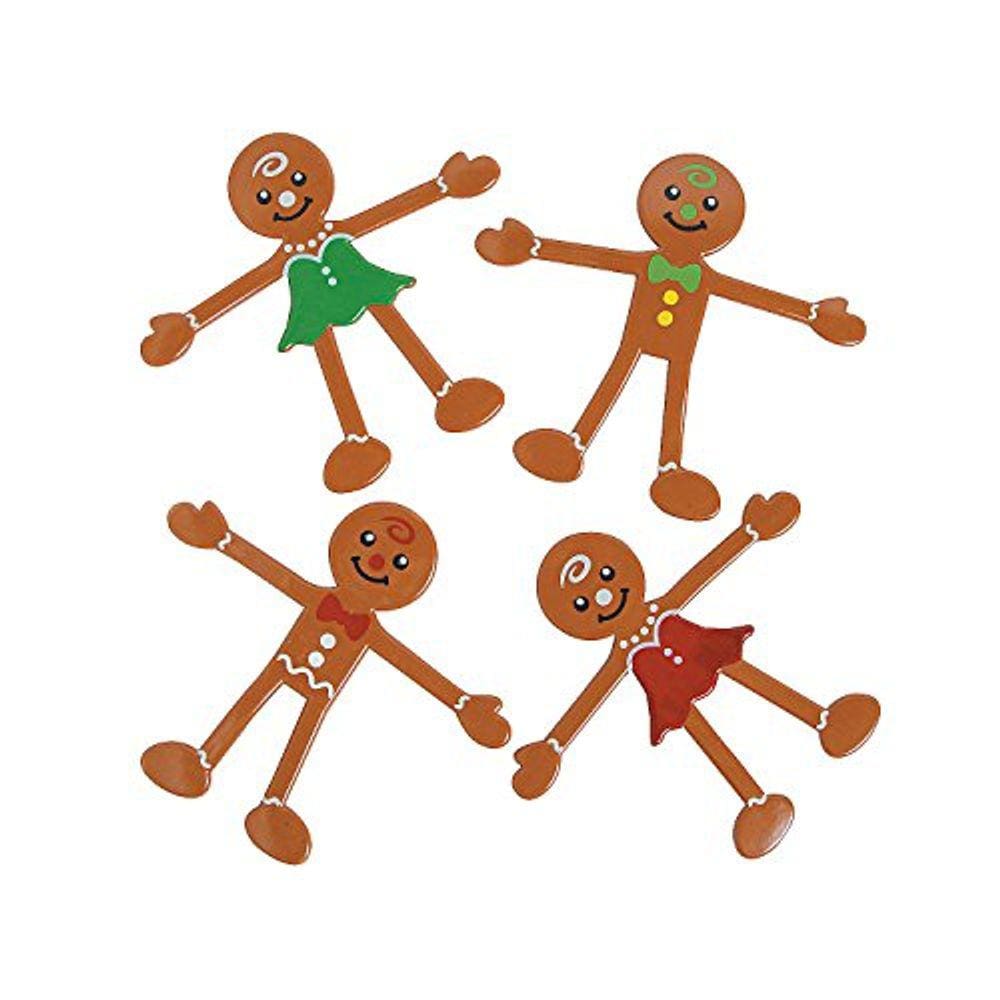 Fun Express Gingerbread Bendables (Conjunto de 24) Brinquedos de enchimento de meias de Natal e lembrancinhas de festa