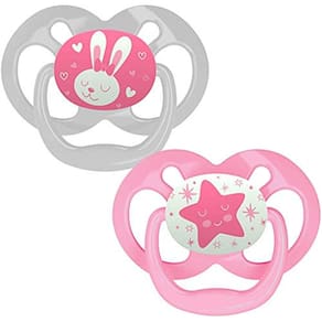 Chupeta para Bebê com Brilho no Escuro 6-18 Meses, Rosa, 2 Unidades - Vantagem Dr. Brown`s