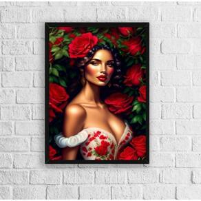 Quadro Pombagira Rosa Vermelha 45x34cm - Decoração Preta