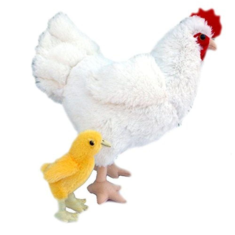 Adore 12 "Pérola de pé A galinha de galinha com filhote de pelúcia brinquedo animal de pelúcia