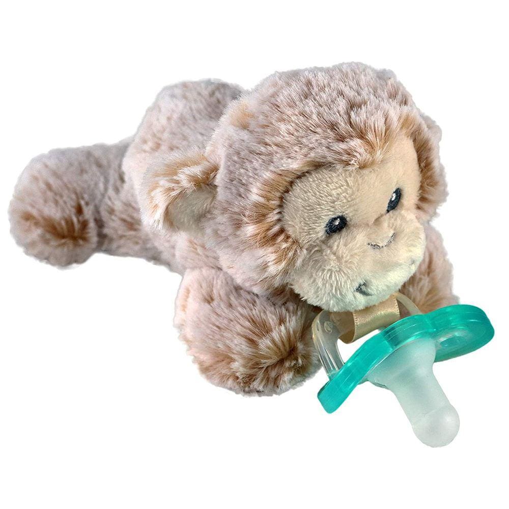 RaZbaby RaZbuddy JollyPop Pacifier Holder c/Pacificer bebê removível - 0m+ - BPA Free - Monkey