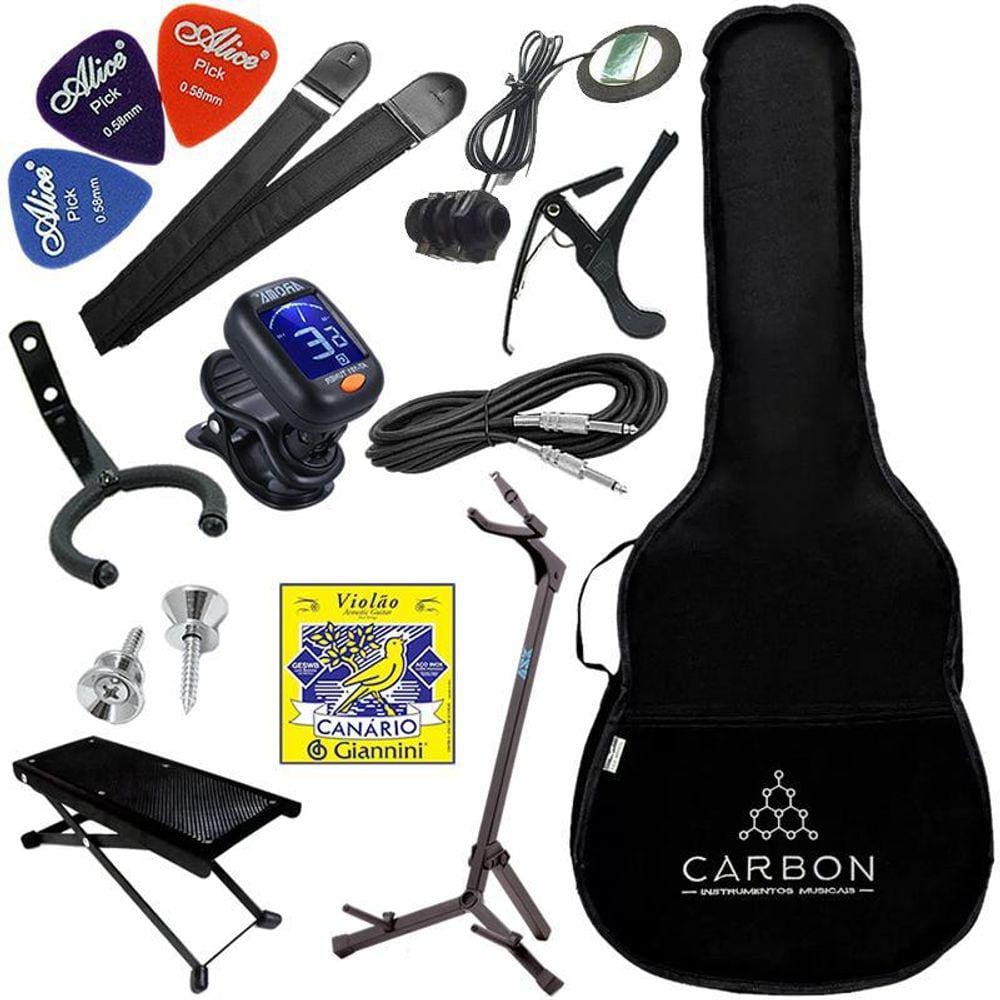 Kit Acessórios Completo Para Violão Clássico Com Capa Palhetas Afinador Suporte G3S + Roldanas Vx09