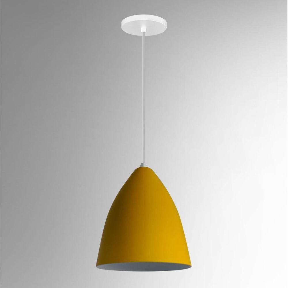 Lustre Pendente Estilo Vegas Vintage Amarelo Com Branco