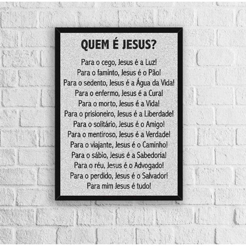 Quadro Decorativo Jesus 33x24cm - Vidro E Moldura Preta