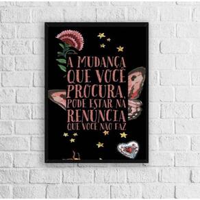 Quadro Decorativo Mudança Renúncia 24x18cm - Madeira Preta