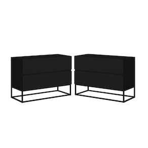 Conjunto 2 Mesas De Cabeceira Moderno Estilo Industrial 2 Gavetas