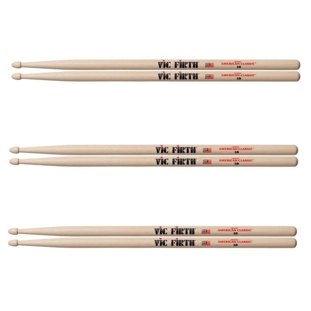 Kit 3 Pares Baquetas Vic Firth 5B American Classic Cod1263