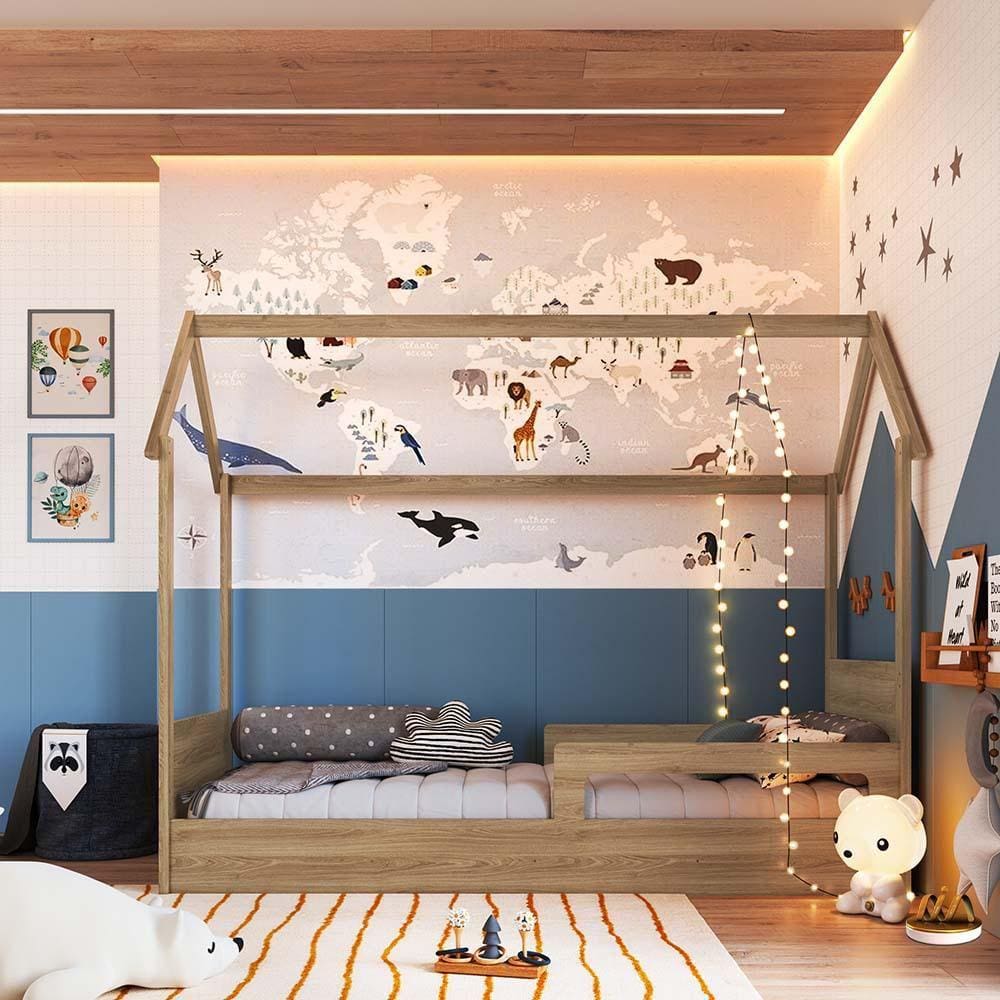 Cama Casinha Montessoriana Solteiro Aveiro Oak Sorriso Shop JM