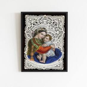 Quadro Arte Sacra Maria E Menino Jesus 45x34cm - Vidro Preta