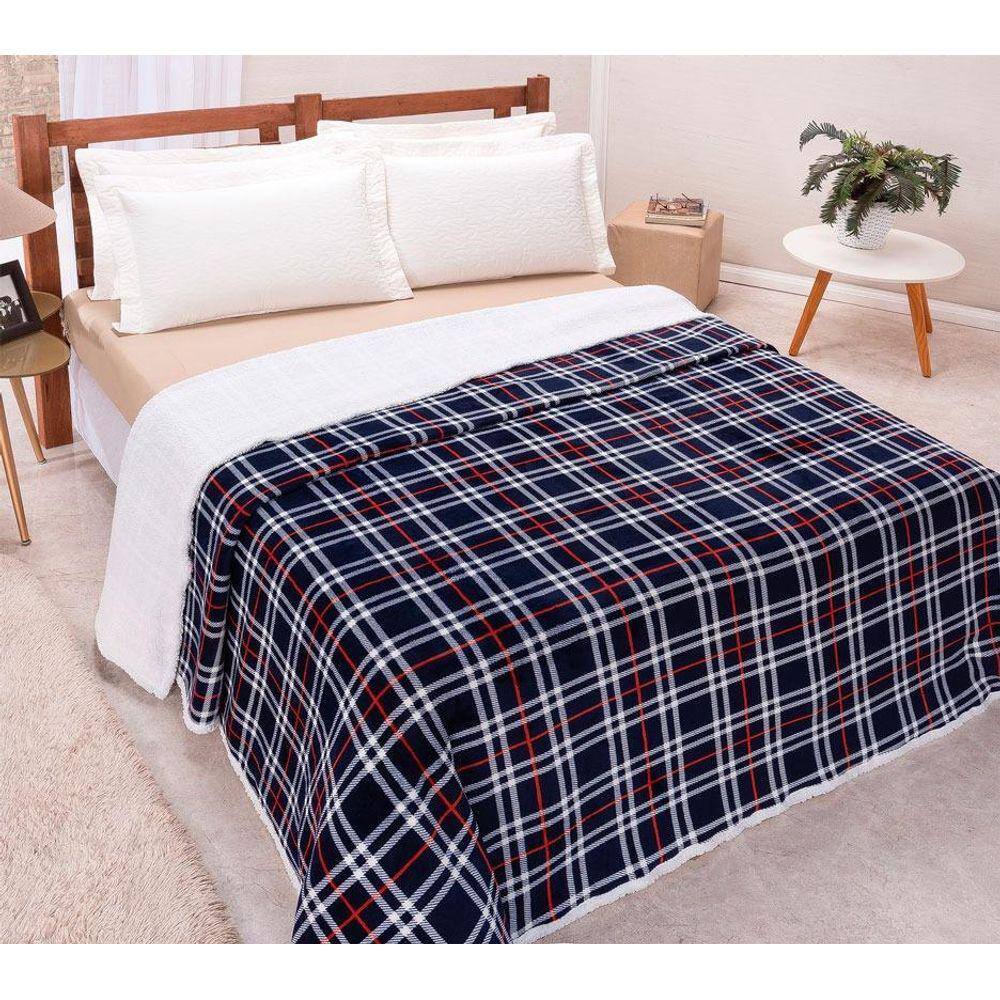 Cobertor Manta Dupla Sherpa Queen Lacarneiro Plush Estampado