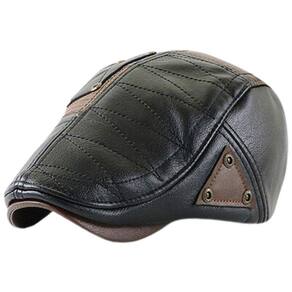 Boina Masculina Em Couro Sintético Fashion E Moderna Preto