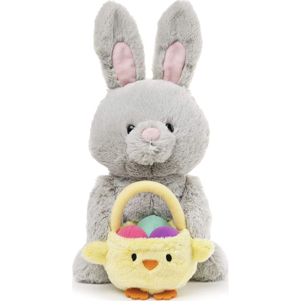 Gund Amazon Exclusive Easter Bunny com Basket, Gray, 10"