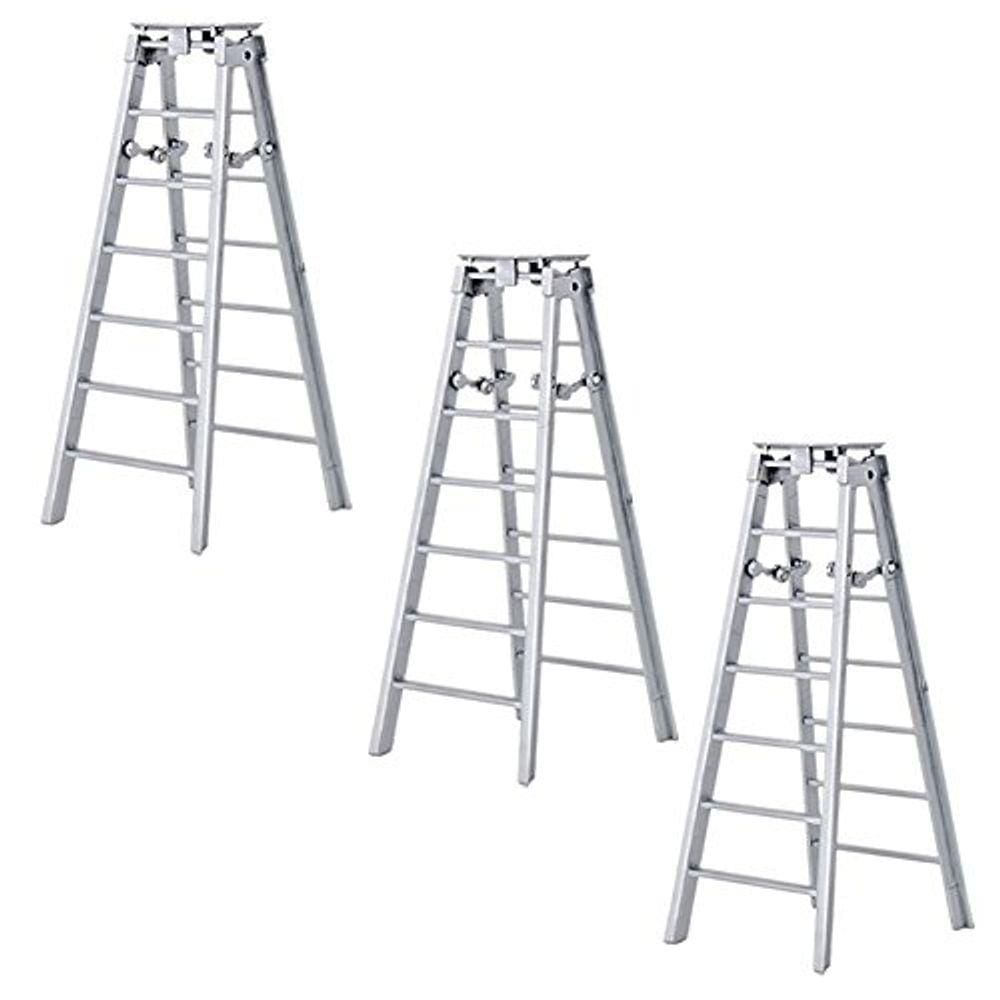 Conjunto de 3 Escadas de Prata para Figuras de Ação de Wrestling