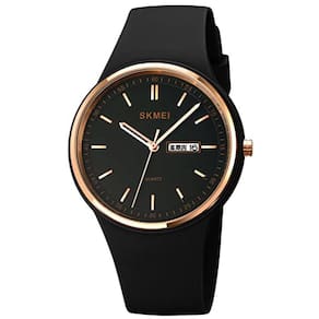 Gosasa Casual Simple Style Silicone Strap Women Men Sports Watches 30M Impermeável (Rosa Ouro Preto)