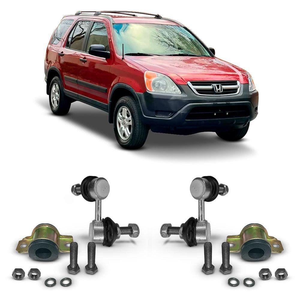 2 Kit Bieletas Tirante + Bucha Abraçadeira Barra Estabilizadora Amortecedor Dianteiro Honda CRV 2001 2002
