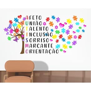 Adesivo De Parede Pedagogia Árvore Autismo E Frase